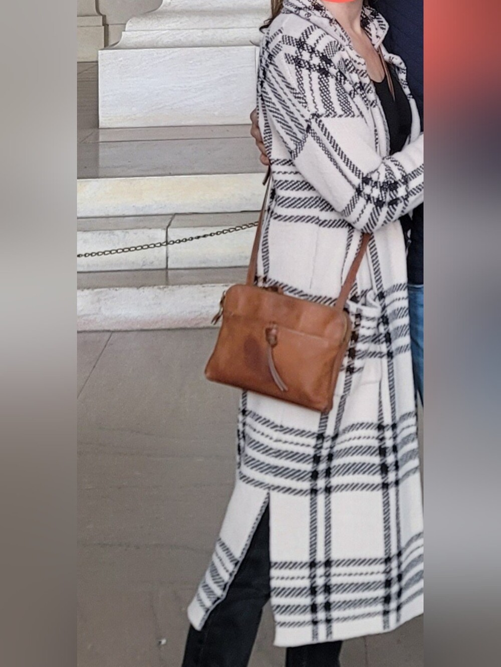Plaid Longline Open Front Coatigan